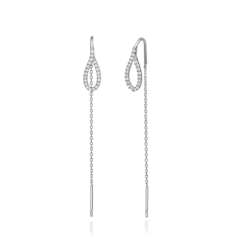 Women’s Gold Jewelry | 14K White Gold Dangle Earrings - Shining Drop