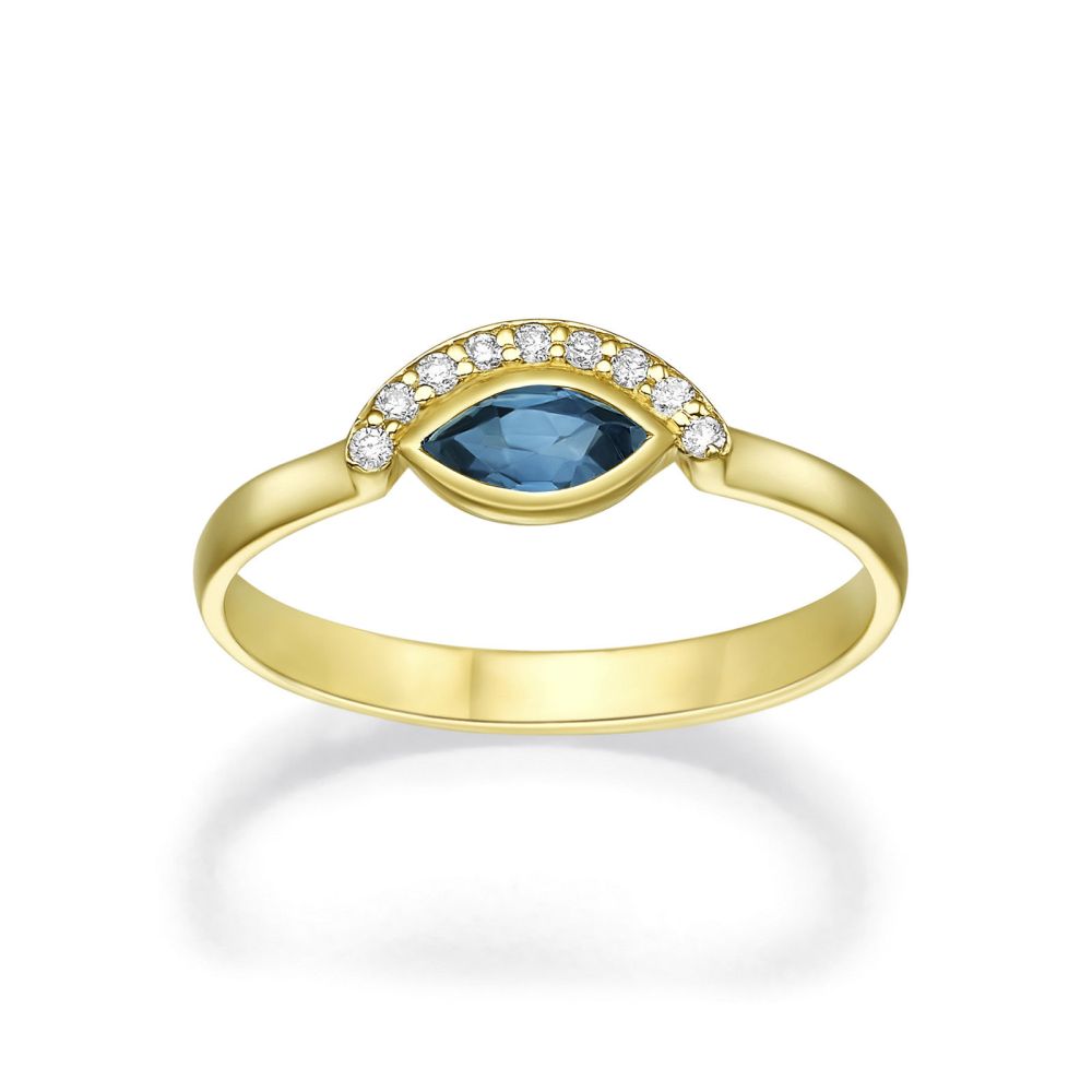 gold rings | 14K Yellow Gold Sapphire and Diamond  ring - Arya