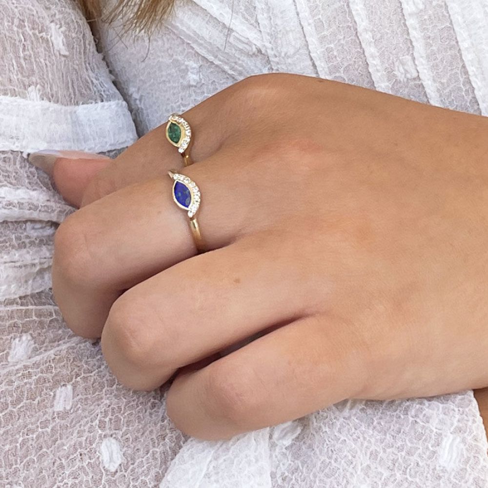 gold rings | 14K Yellow Gold Sapphire and Diamond  ring - Arya