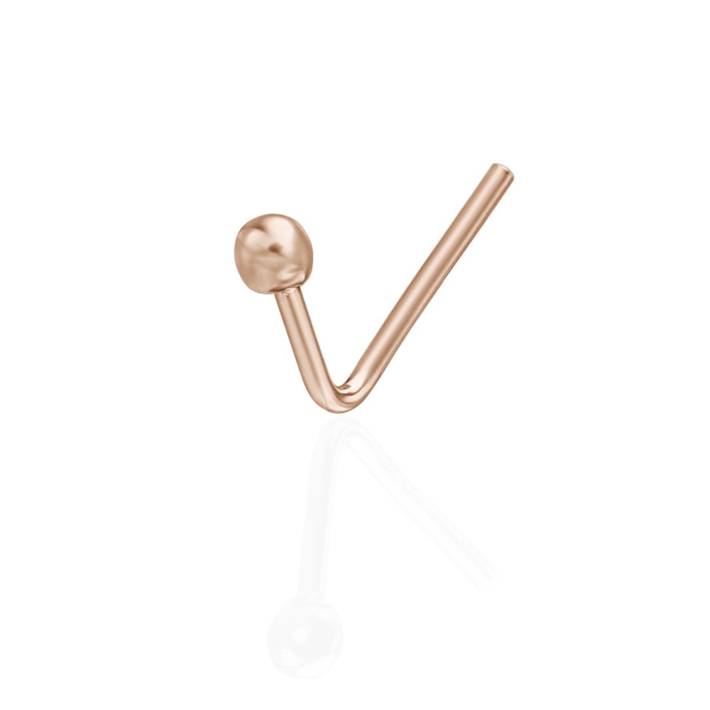 Piercing | Curved Nose Stud Piercing in 14K Rose Gold with Gold Ball