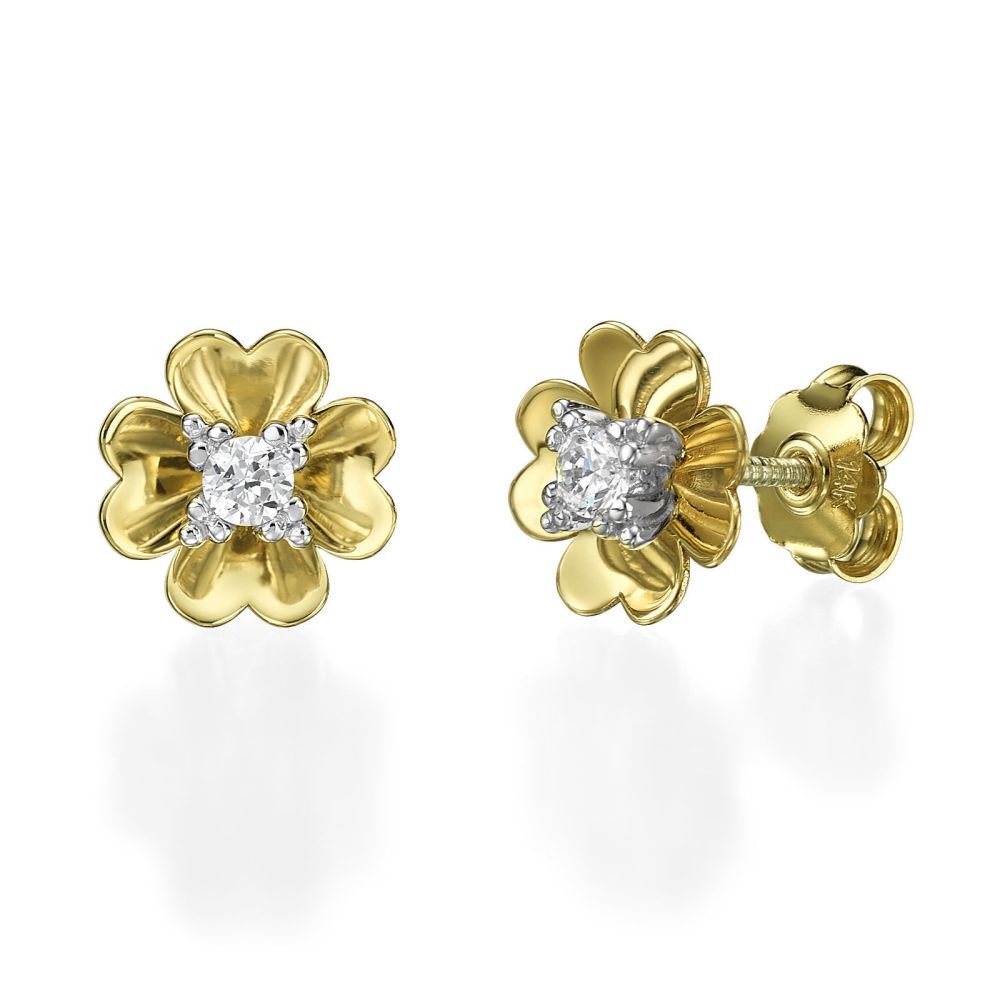 Girl's Jewelry | 14K Yellow Gold Teen's Stud Earrings - Rosebud
