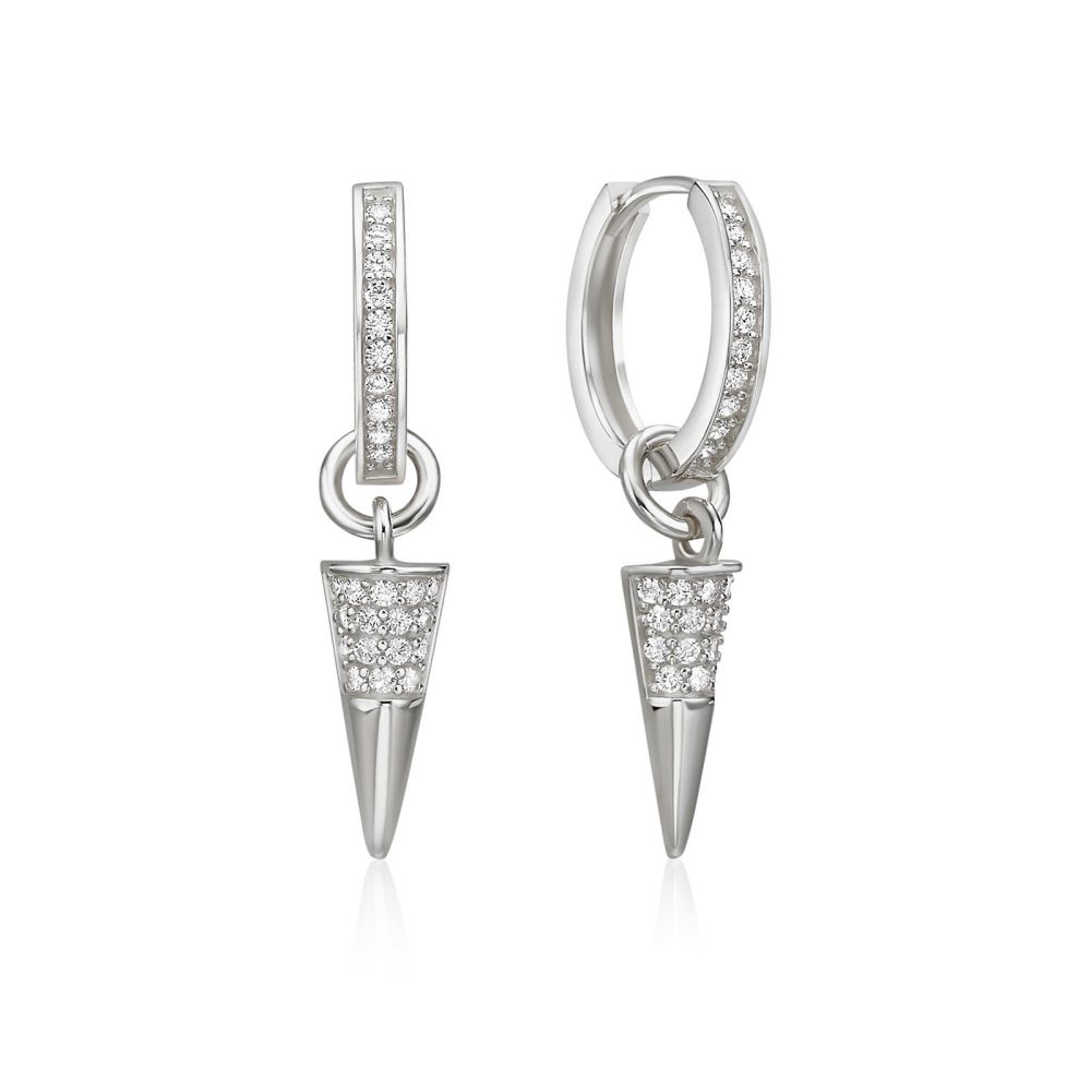 Gold Earrings | 14K White Gold Women's Earrings - Glittering Knit Charm