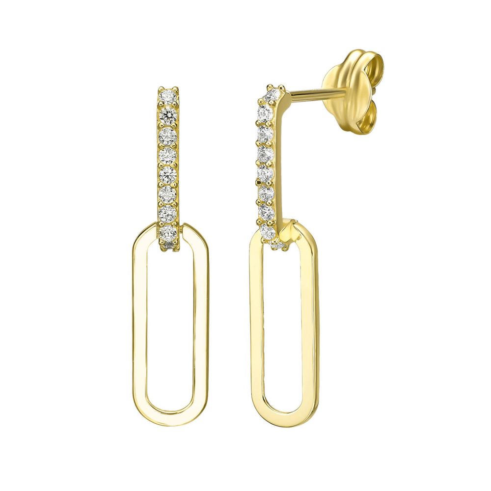 Gold Earrings | 14K Yellow Gold Earrings - Glitter Clasp