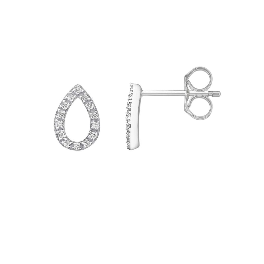 Diamond Jewelry | 14K White Gold Diamond Earrings - Glittering Drop