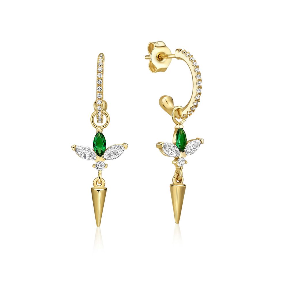 Gold Earrings | 14K Yellow Gold Women's Earrings - Charm Lotus