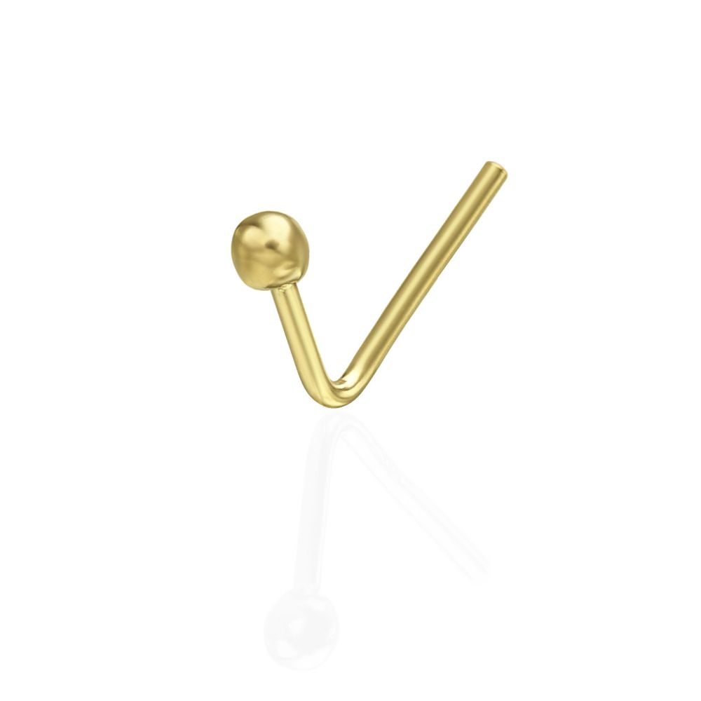 Piercing | Curved Nose Stud Piercing in 14K Yellow Gold with Gold Ball