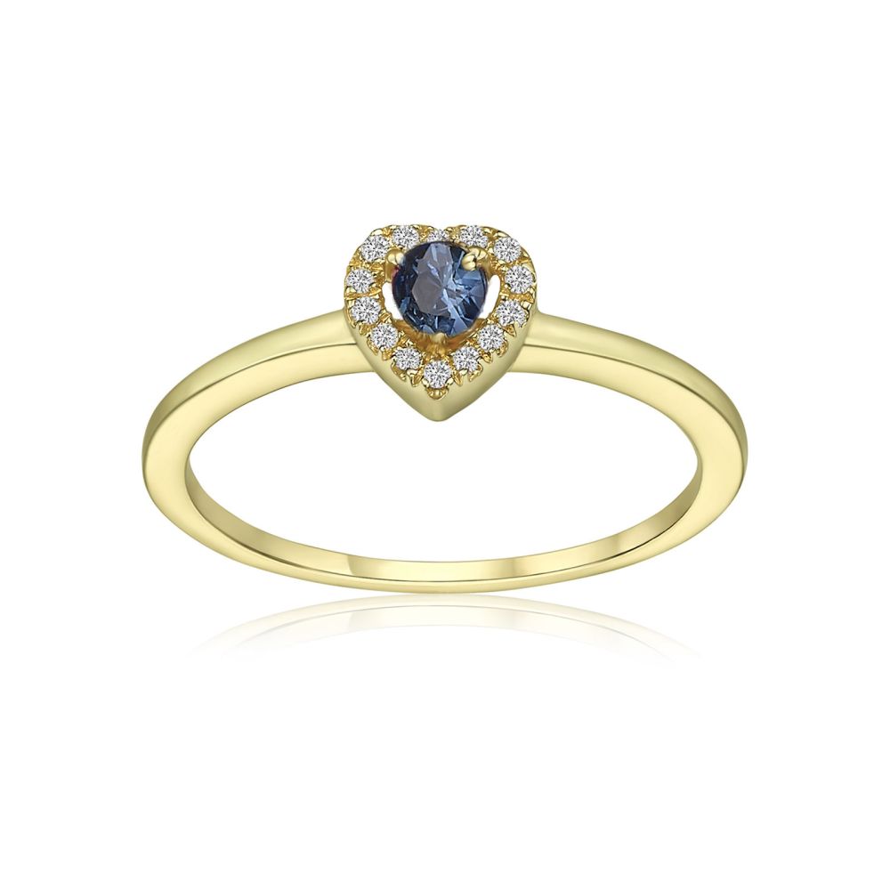 Diamond Jewelry | 14K Yellow Gold Ruby Diamond  Ring - Royal Heart