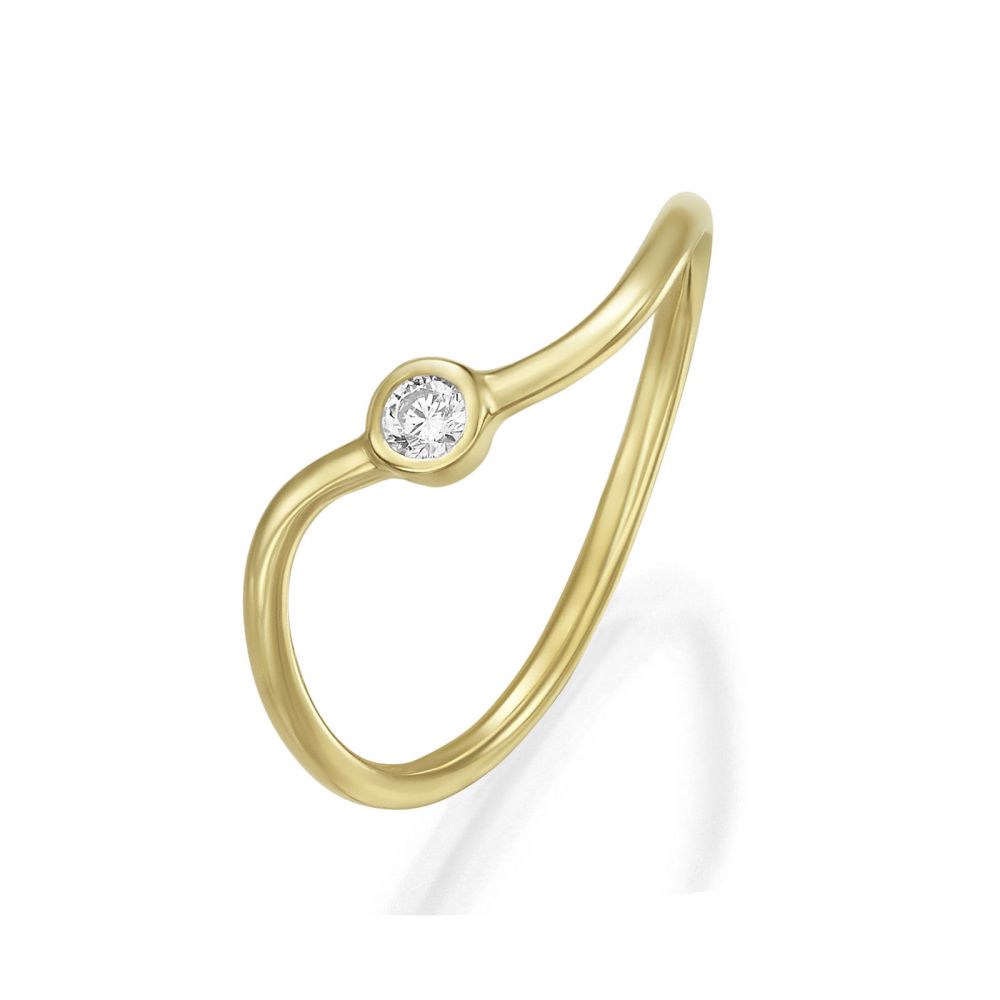 gold rings | 14K Yellow Gold Rings - Zircon wave