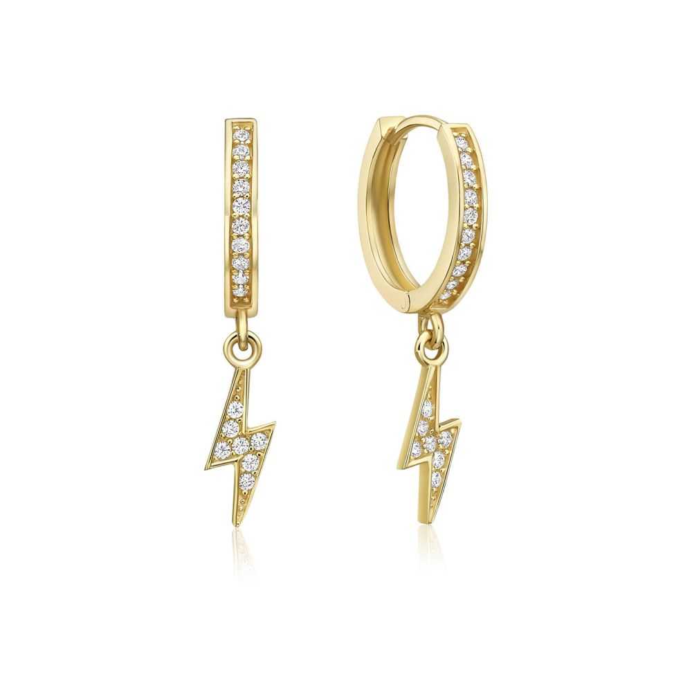 Gold Earrings | 14K Yellow Gold Women's Earrings - Glittering flash Charm
