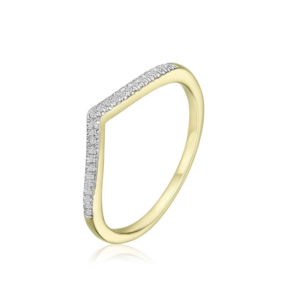 Diamond Jewelry | 14K Yellow Gold Diamond Ring -  Shimmering V