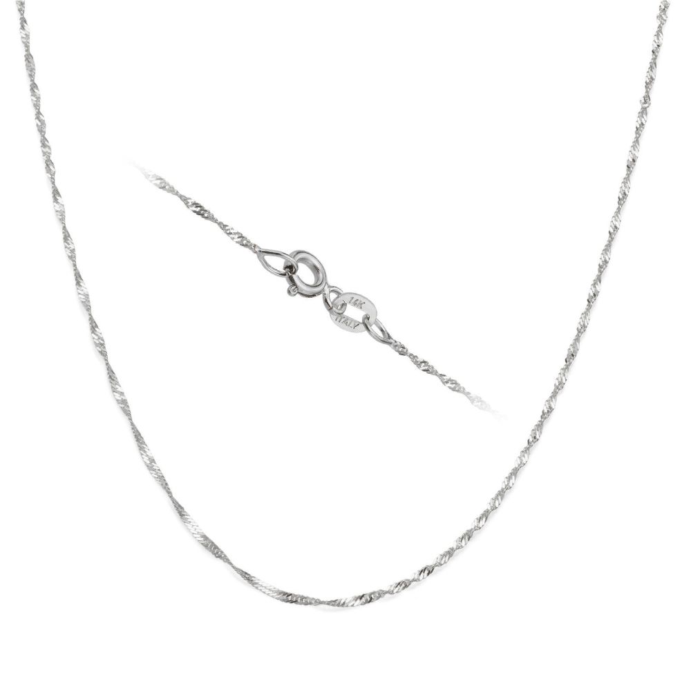 Gold Chains | 14K White Gold Singapore Chain Necklace 1.6mm Thick, 19.7