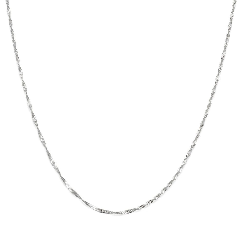 Gold Chains | 14K White Gold Singapore Chain Necklace 1.6mm Thick, 19.7