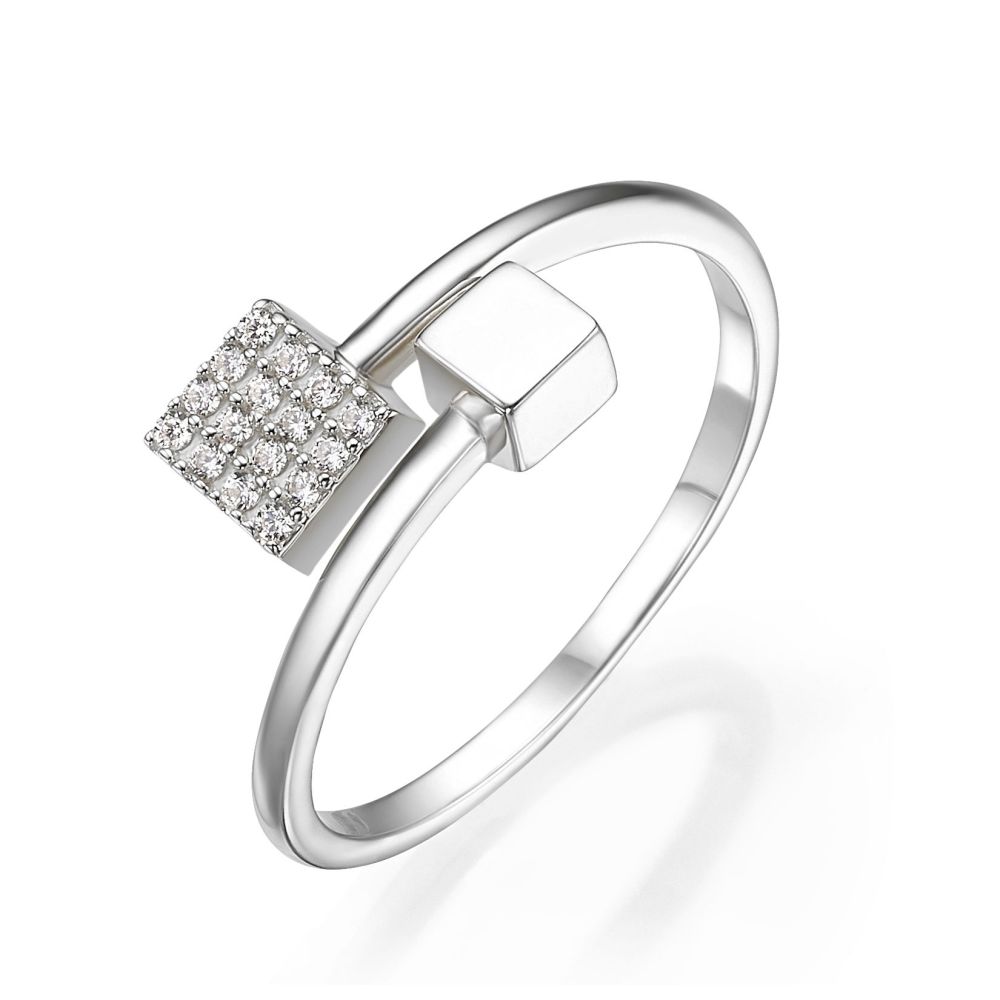 Women’s Gold Jewelry | 14K White Gold Rings - Shimmering cubes
