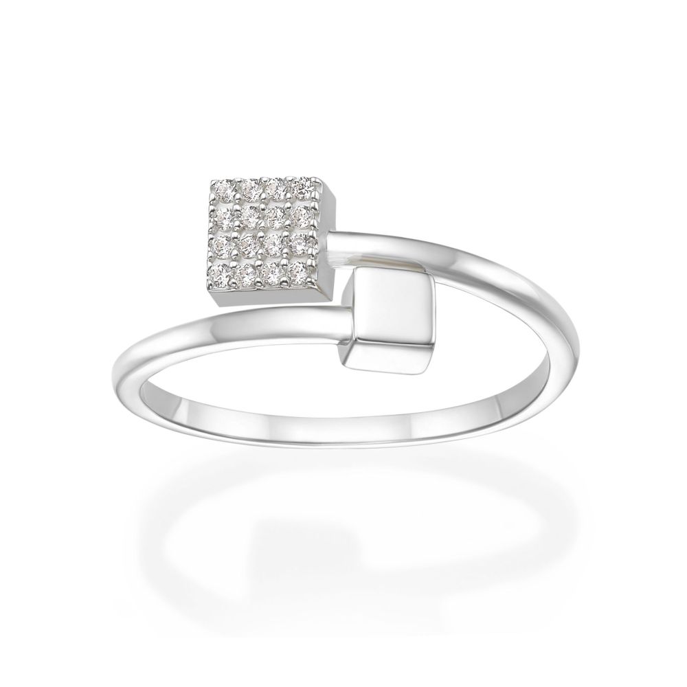 Women’s Gold Jewelry | 14K White Gold Rings - Shimmering cubes