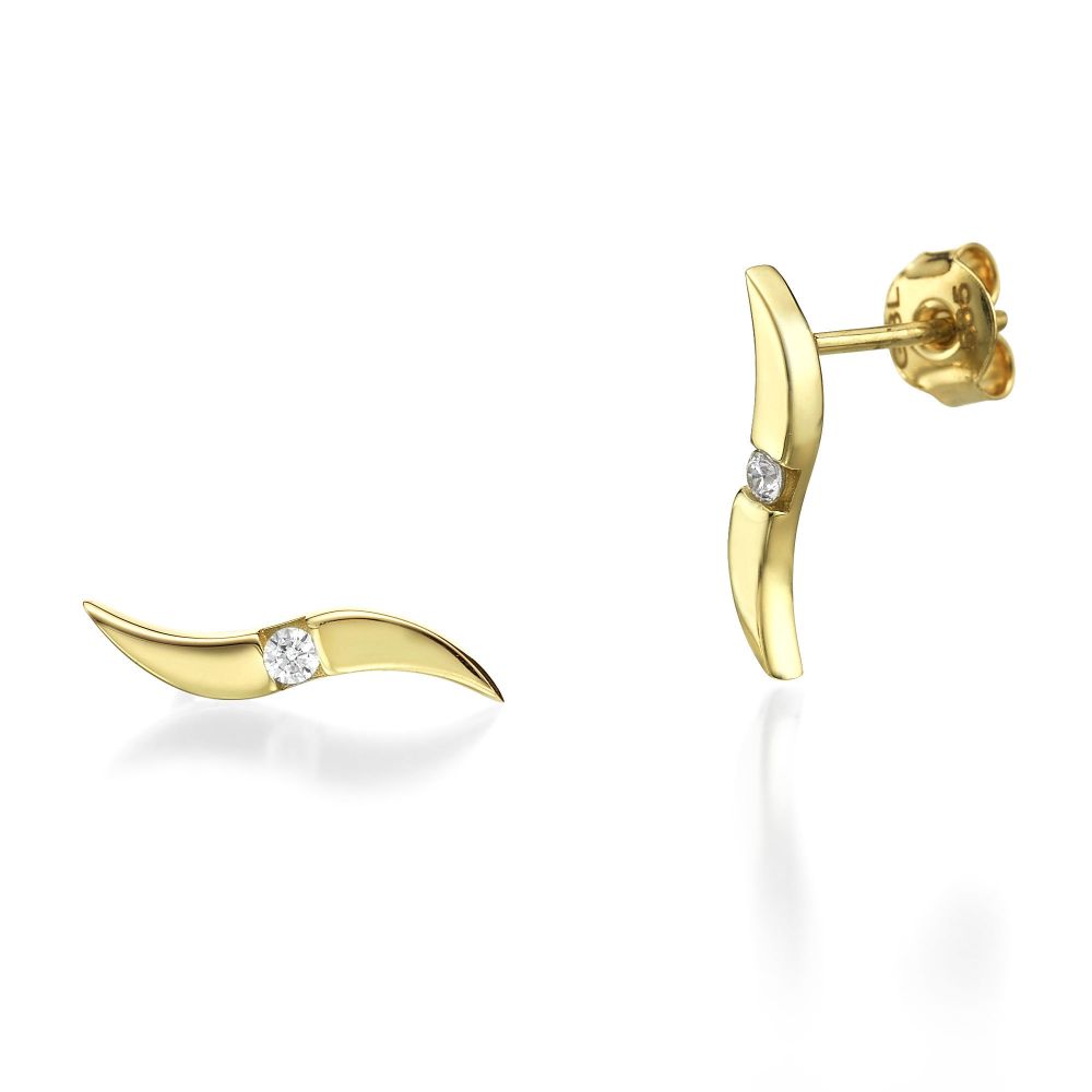 Women’s Gold Jewelry | 14K Yellow Gold Women's Earrings - Shiny Waves