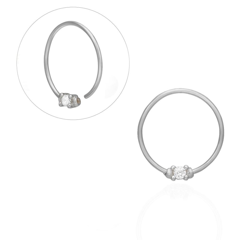 Piercing | Helix / Tragus Piercing in 14K White Gold with Cubic Zirconia - Large