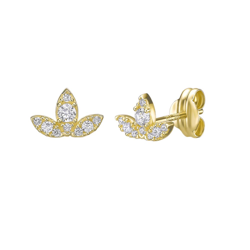 Gold Earrings | 14K Yellow Gold Earrings - Nika flower
