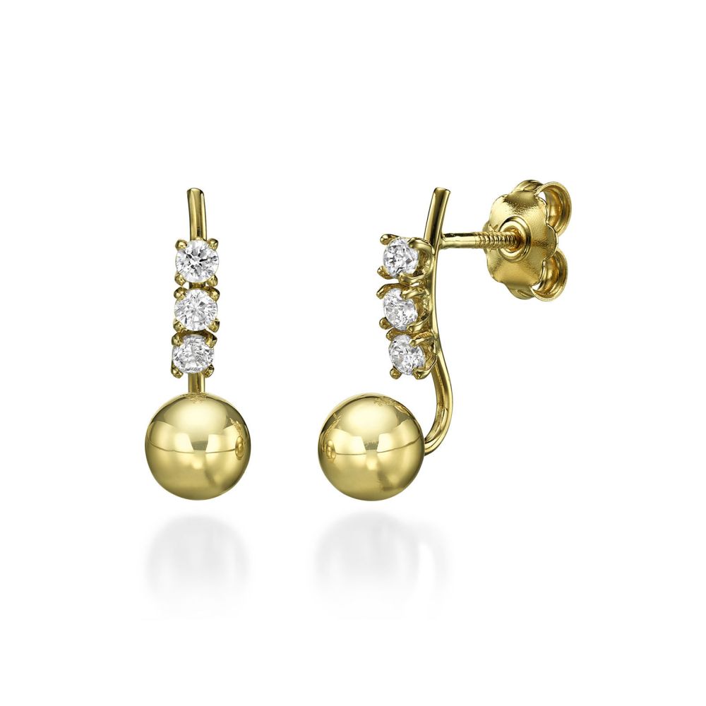 Women’s Gold Jewelry | 14K Yellow Gold Women's Earrings - Majestic Ball