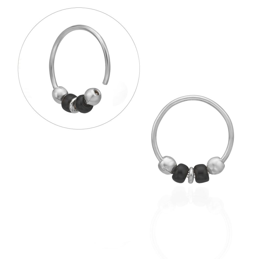 Piercing | Helix / Tragus Piercing in 14K White Gold with White Beads - Large