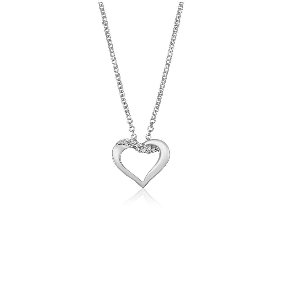 Women’s Gold Jewelry | 14K White Gold Diamond Women's Pendant - Naia Heart