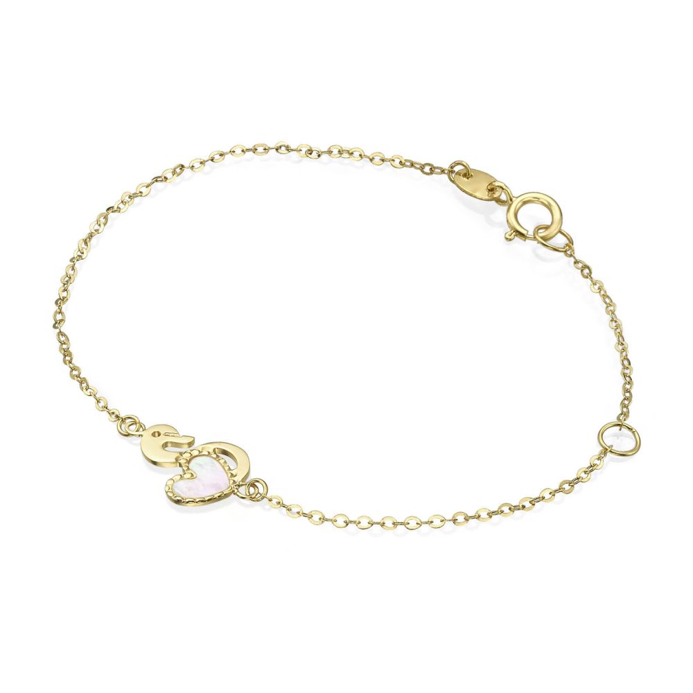 Girl's Jewelry | 14K Gold Girls' Bracelet - Swan Heart