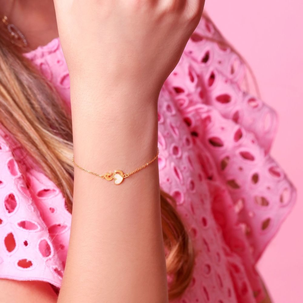 Girl's Jewelry | 14K Gold Girls' Bracelet - Swan Heart