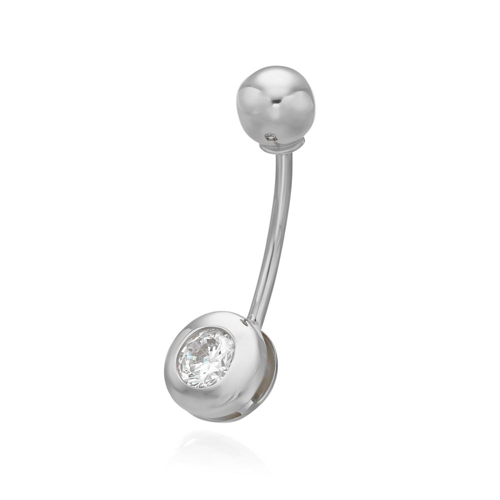 Piercing | Belly Piercing in 14K White Gold with Cubic Zirconia