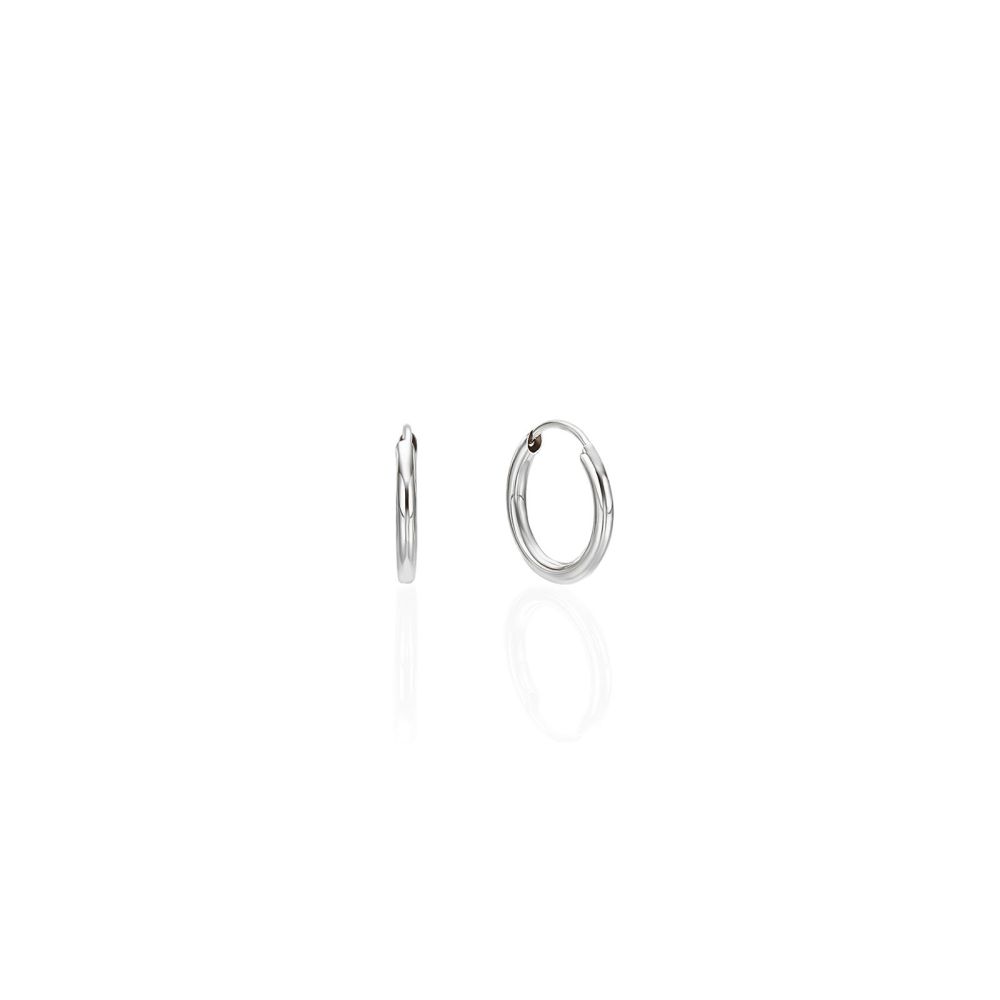 Gold Earrings | 14K White Gold Women's Hoop Earrings - XS