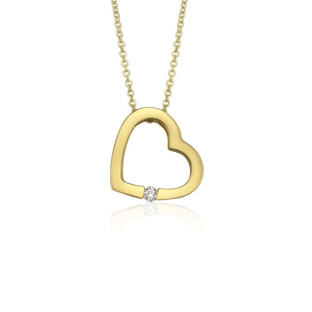 Women’s Gold Jewelry | 14K Yellow Gold Diamond Women's Pendant - Diamond heart