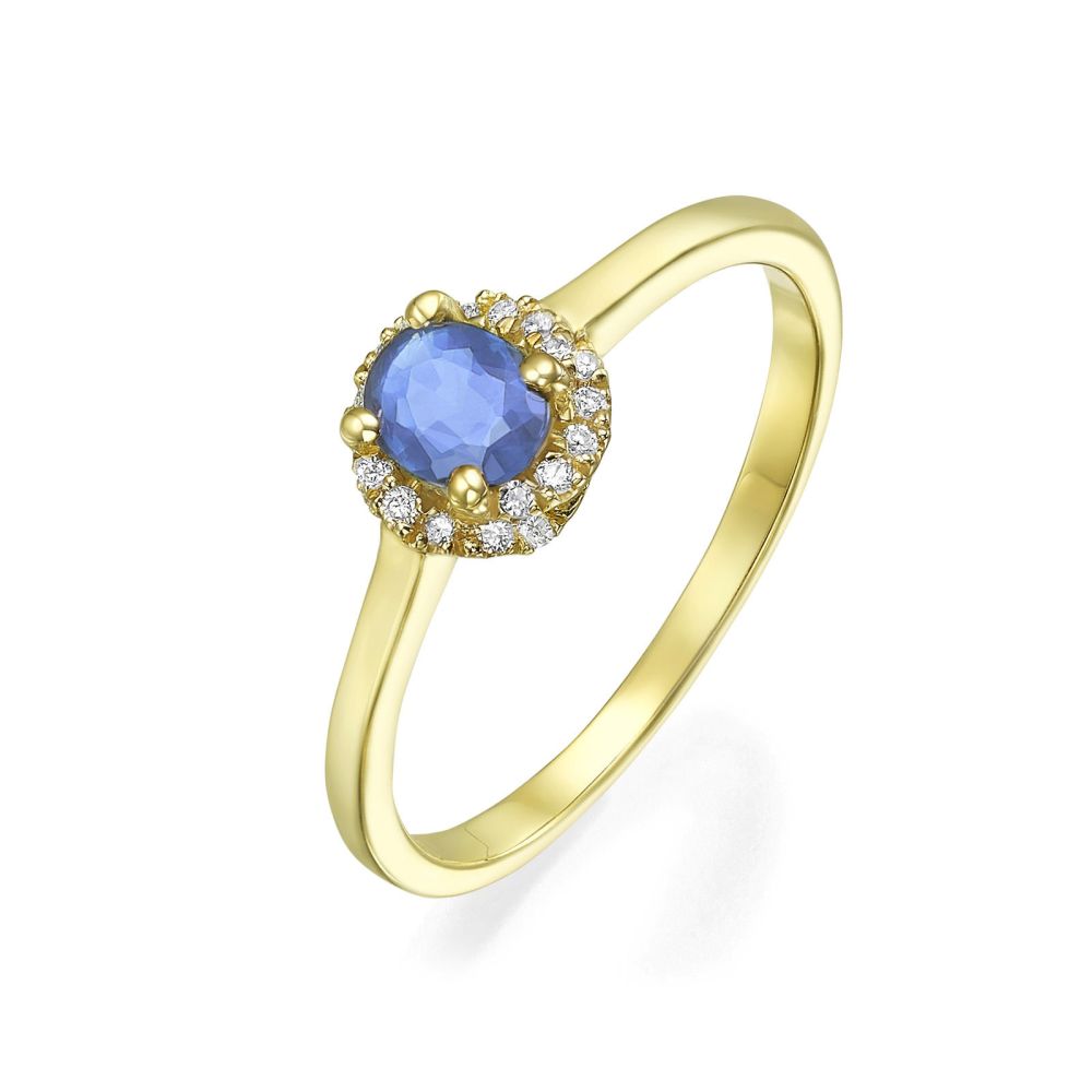 gold rings | 14K Yellow Gold Sapphire and Diamond  ring - Royal