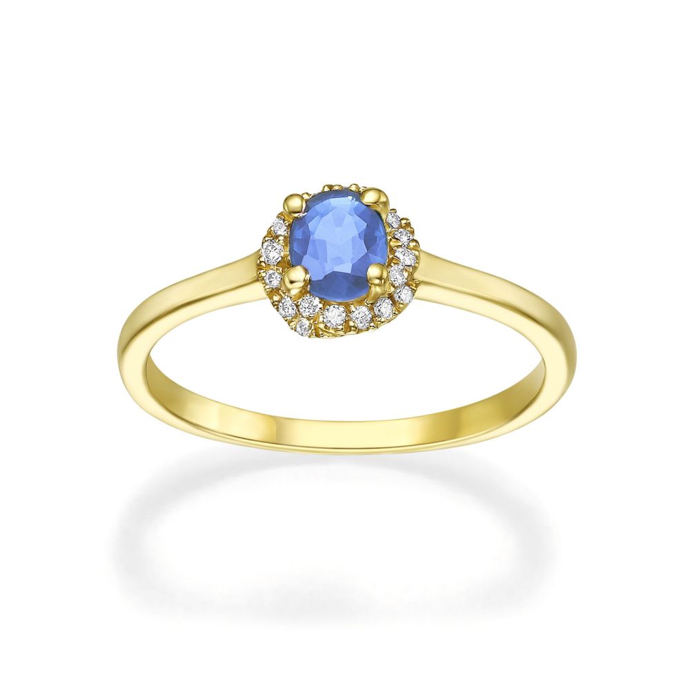 gold rings | 14K Yellow Gold Sapphire and Diamond  ring - Royal