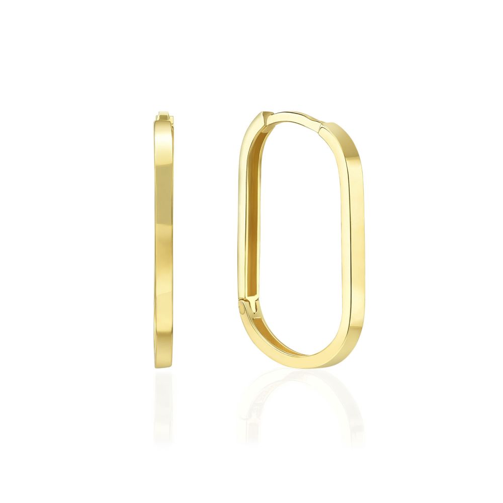 Gold Earrings | 14K Yellow Gold Women's Hoop Earrings - Porto