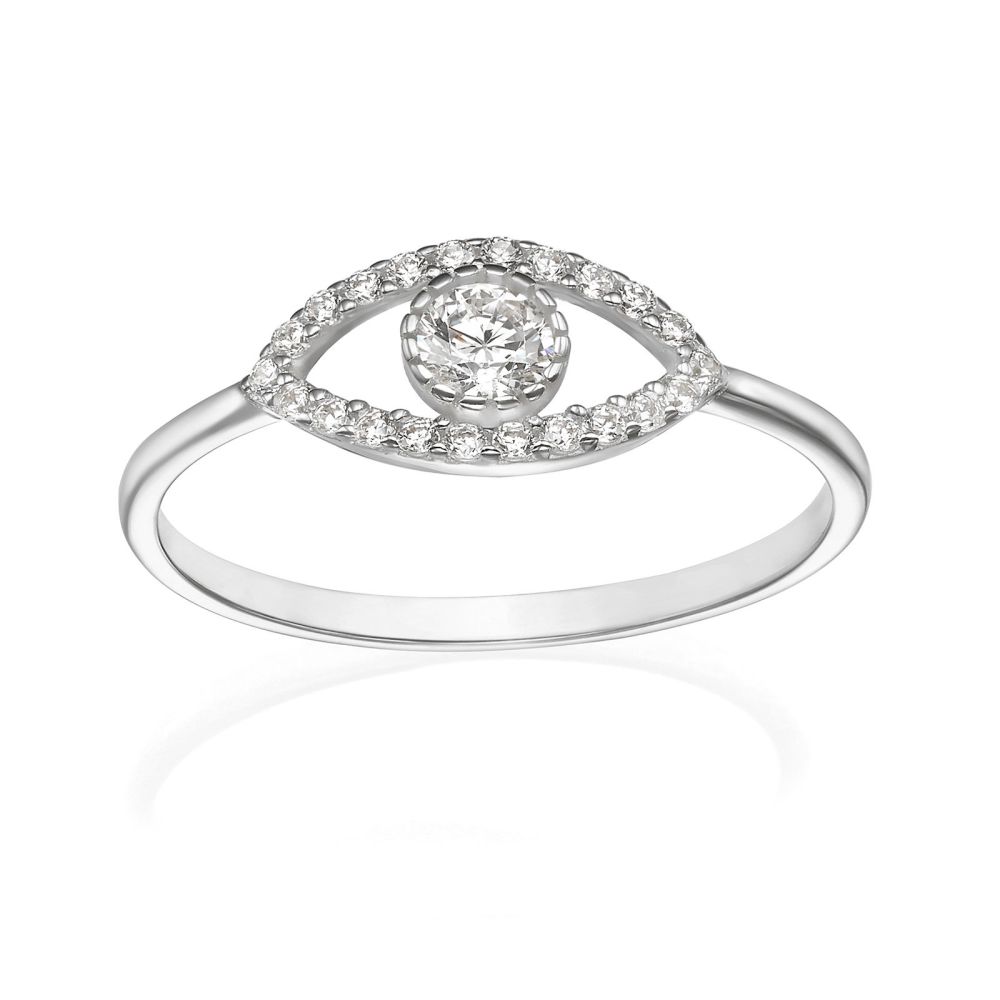 Women’s Gold Jewelry | 14K White Gold Ring - Sparkling  Eye