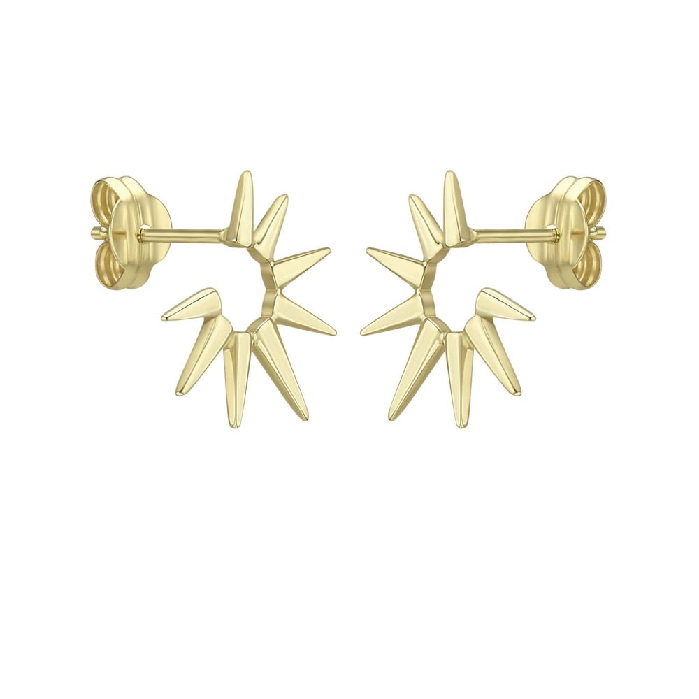 Gold Earrings | 14K Yellow Gold Earrings - Sun