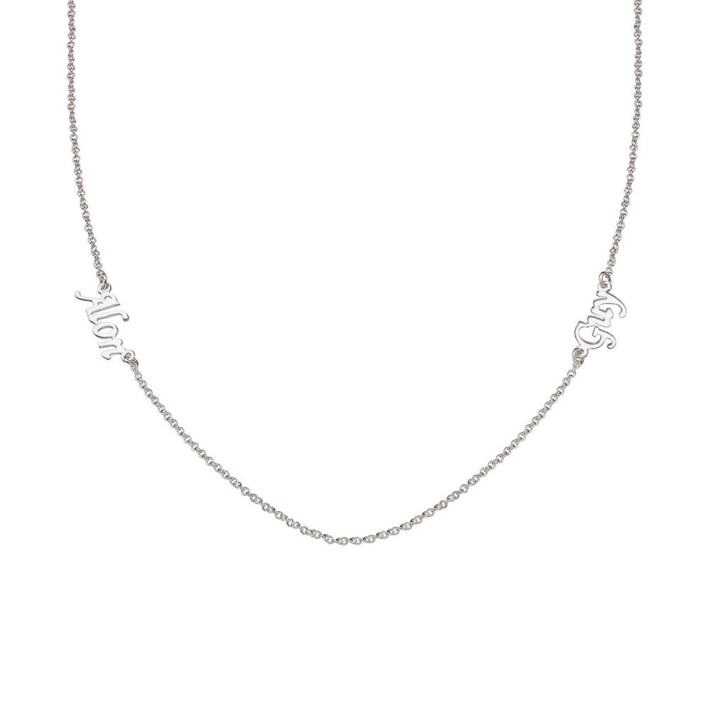 Personalized Necklaces | 14k White gold women's pandant - Two Names Necklace
