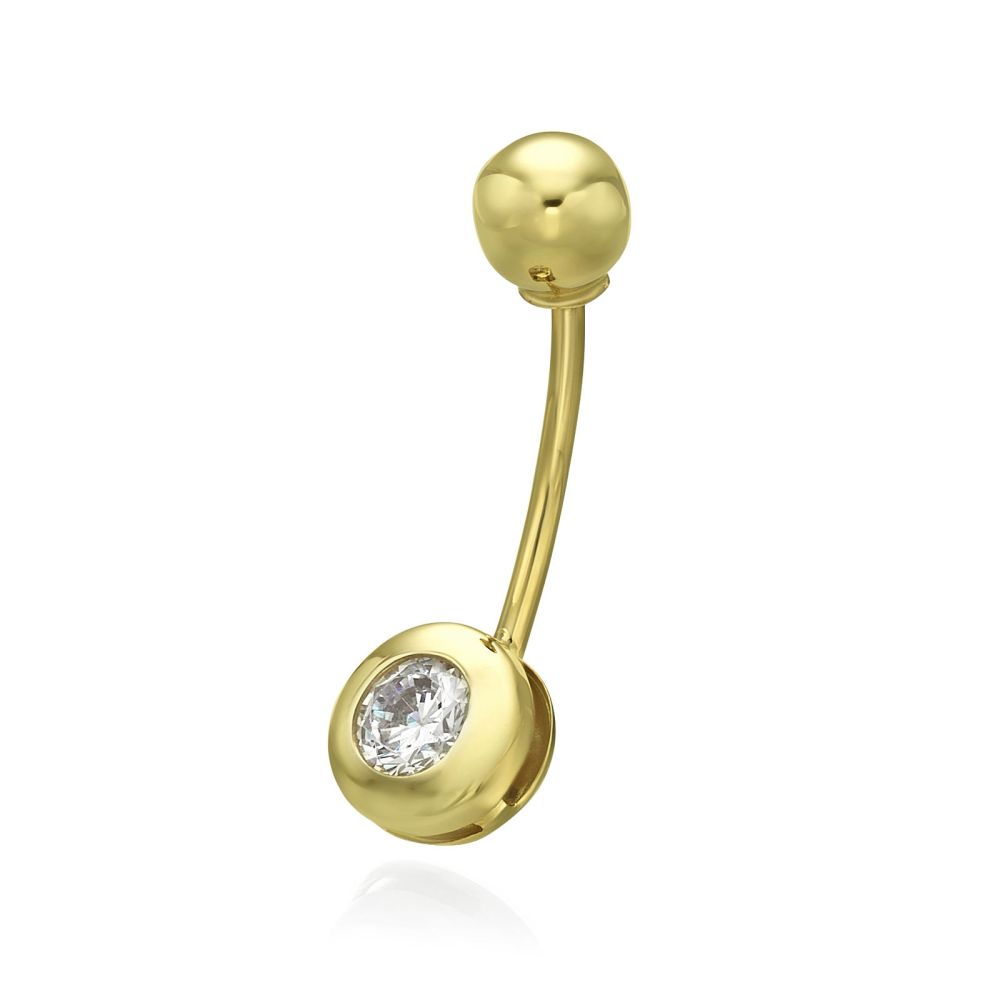 Piercing | Belly Piercing in 14K Yellow Gold with Cubic Zirconia