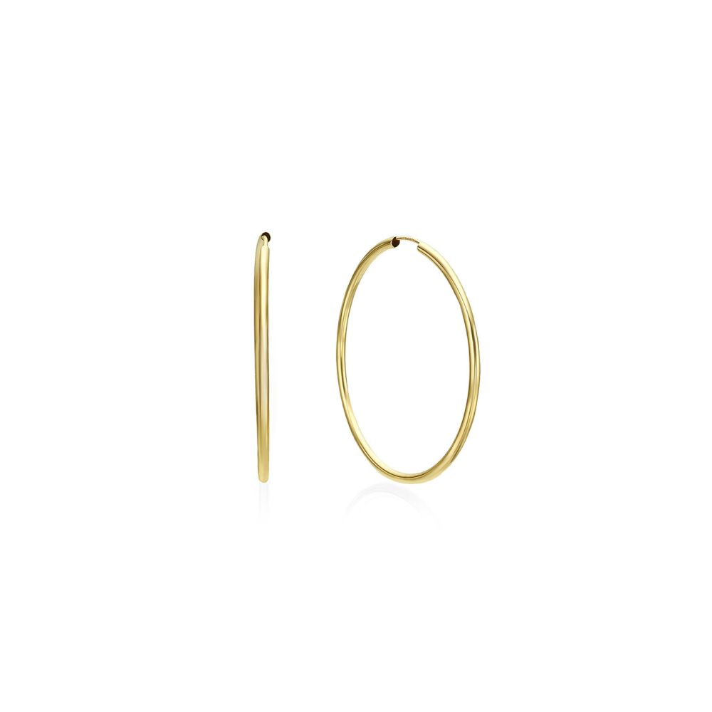 Gold Earrings | 14K Yellow Gold Women's Hoop Earrings - Flexi L