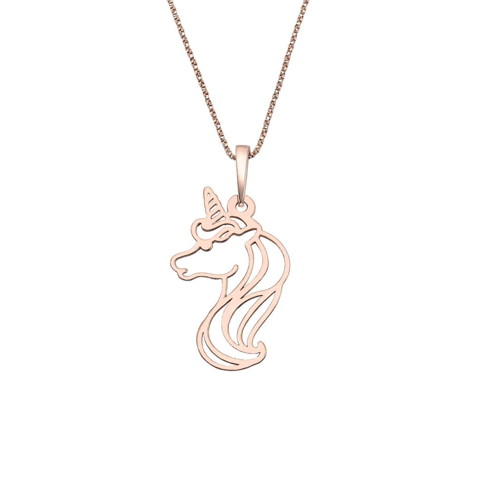 Gold Pendant | 14k Rose Gold  pendant - Unicorn