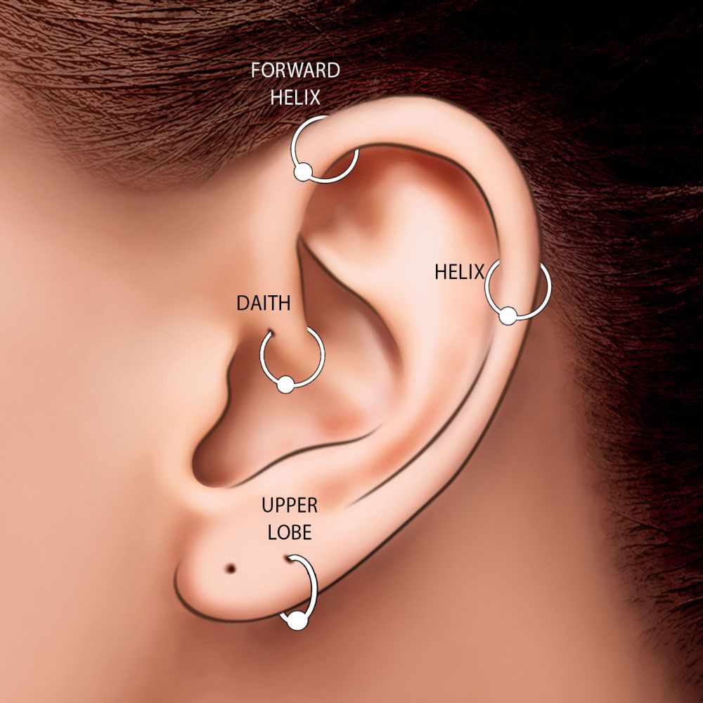 Piercing | Helix / Tragus Piercing in 14K Rose Gold with Gold Ball - Large