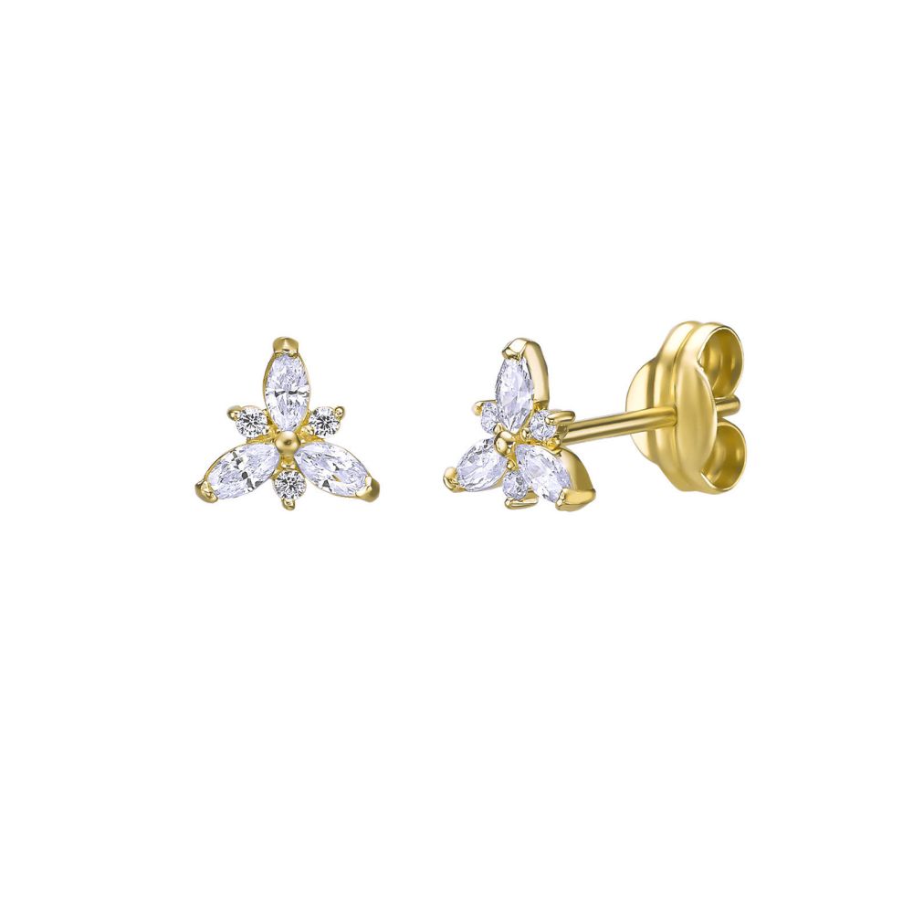 Gold Earrings | 14K Yellow Gold Earrings - Morgan flower