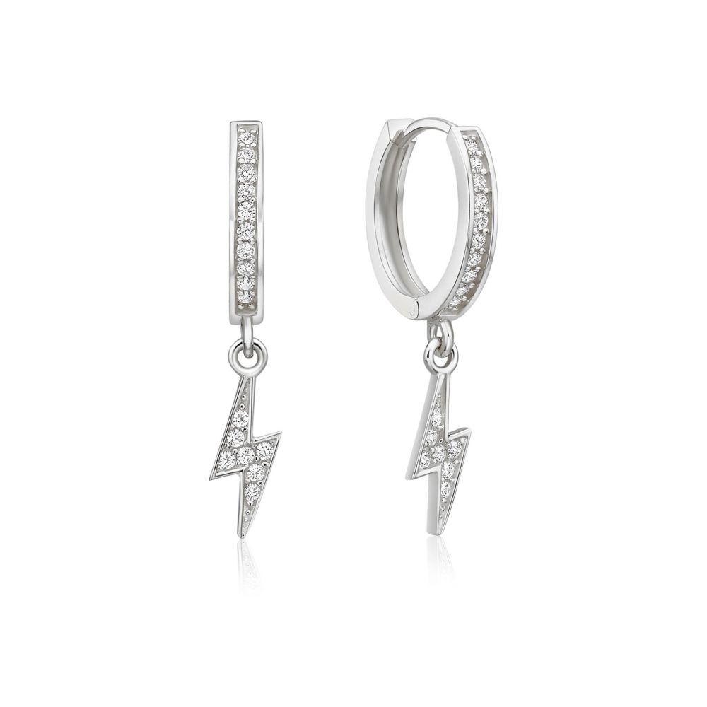 Gold Earrings | 14K White Gold Women's Earrings - Glittering flash Charm