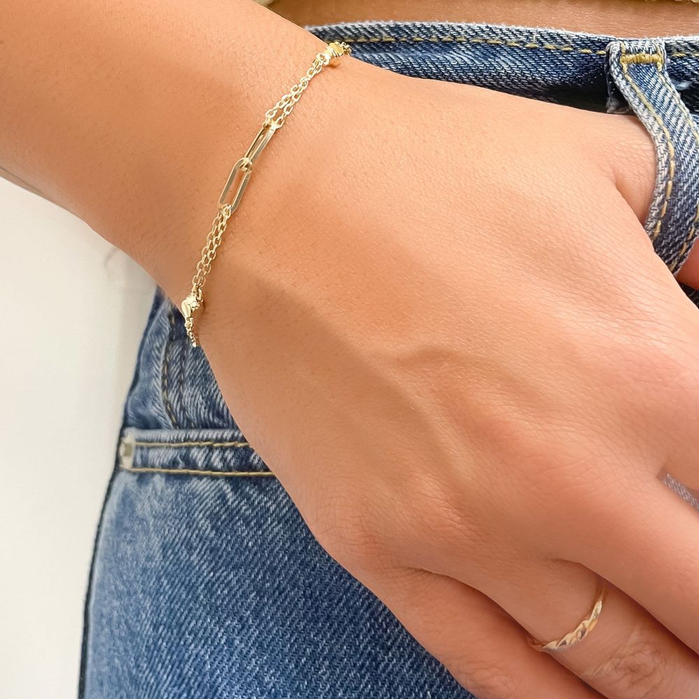 Women’s Gold Jewelry | 14K Yellow Gold Bracelet - Mikayela Clips