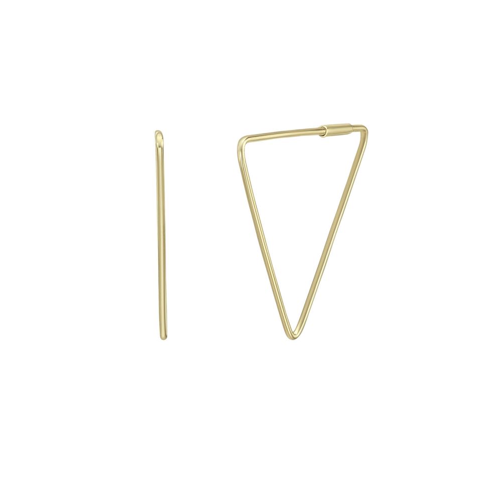 Gold Earrings | 14K Yellow Gold Earrings - Helsinki Triangle