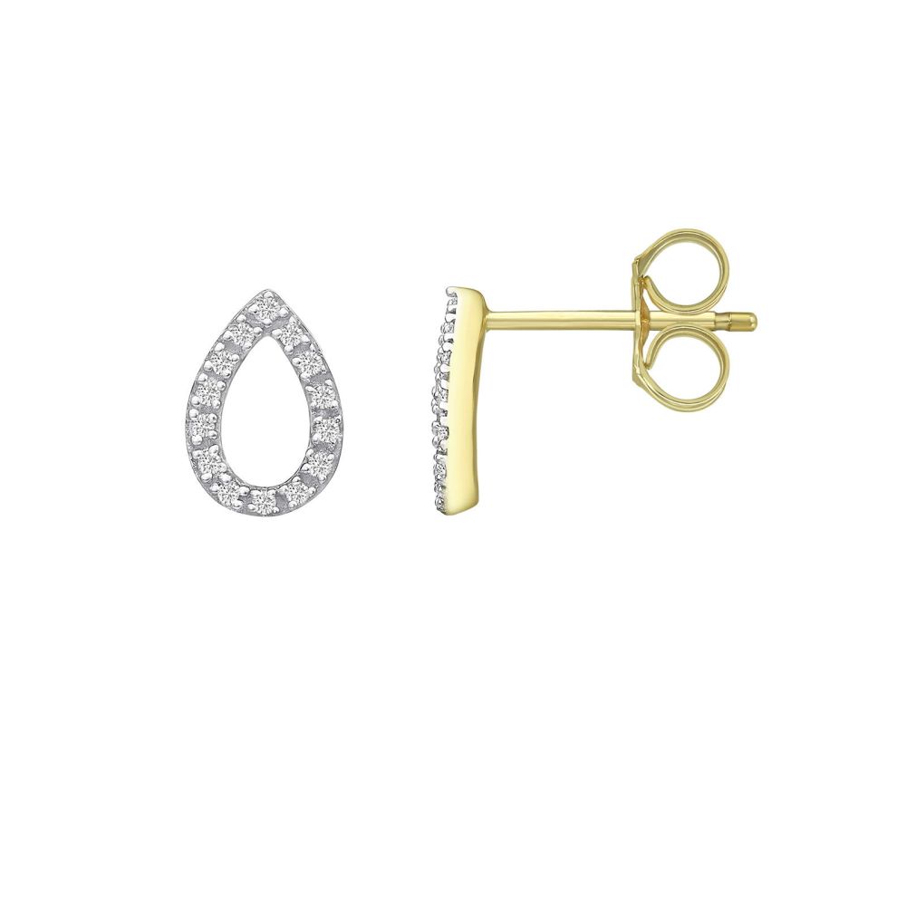 Diamond Jewelry | 14K Yellow Gold Diamond Earrings - Glittering Drop