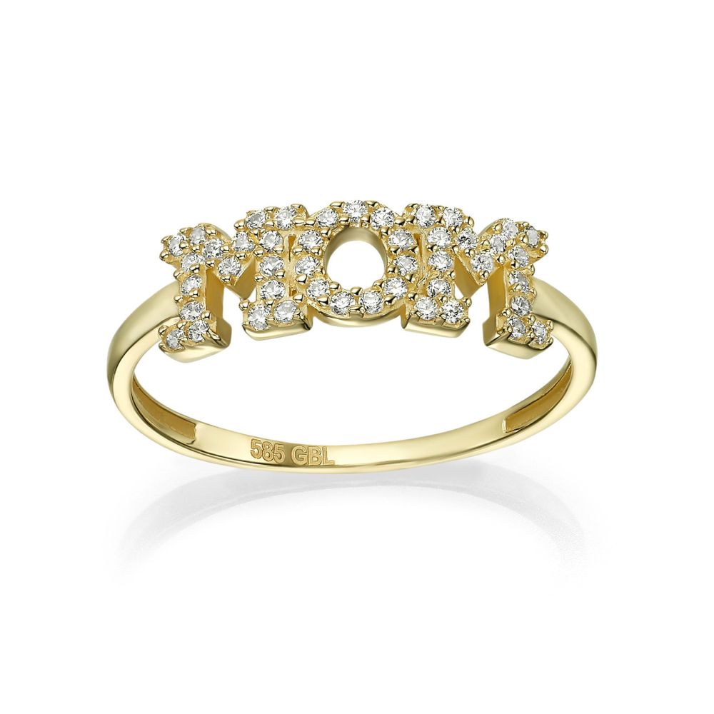 Women’s Gold Jewelry | 14K Yellow Gold Ring - Sparkling mom