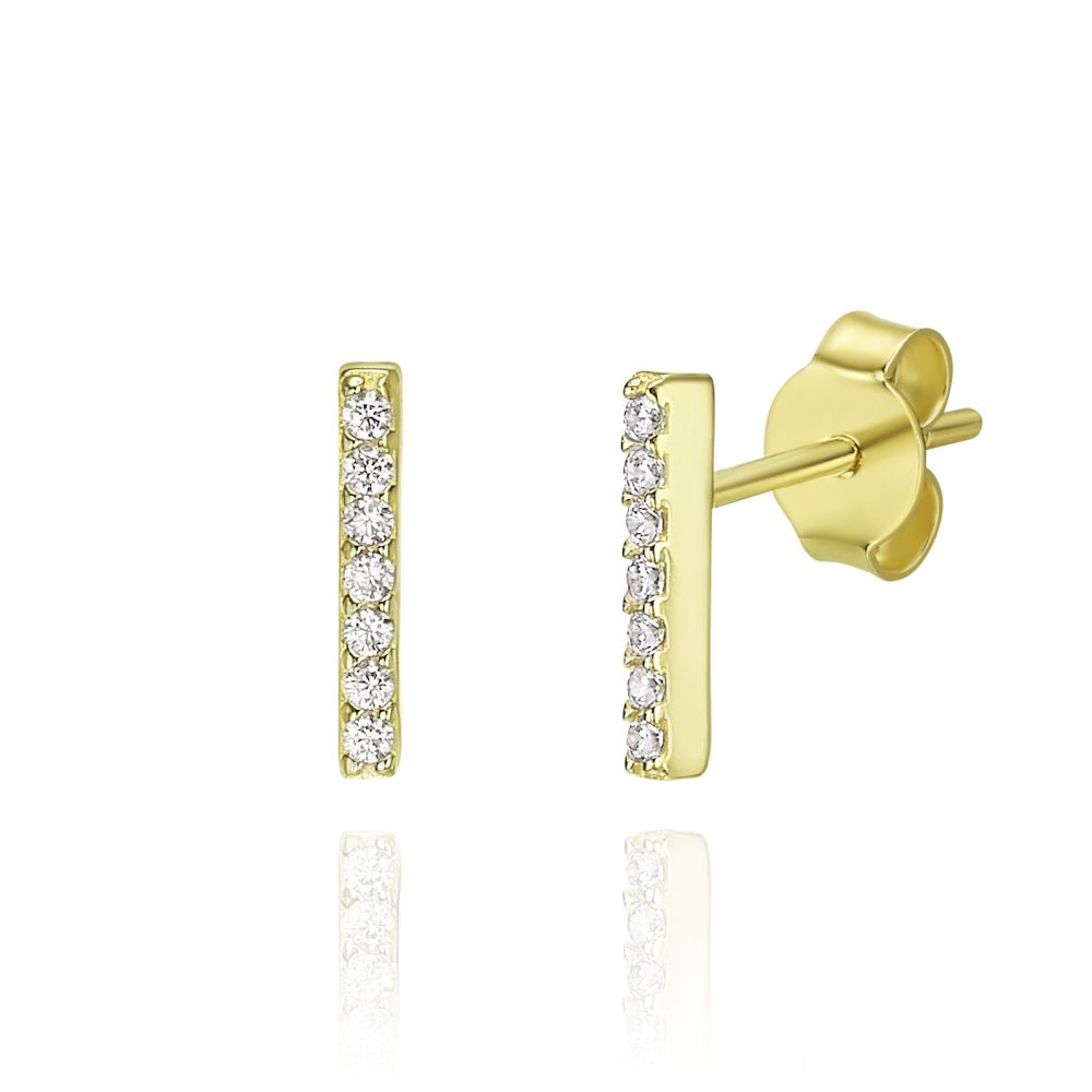 Women’s Gold Jewelry | 14K Yellow Gold Stud Earrings - Shining Golden Bar