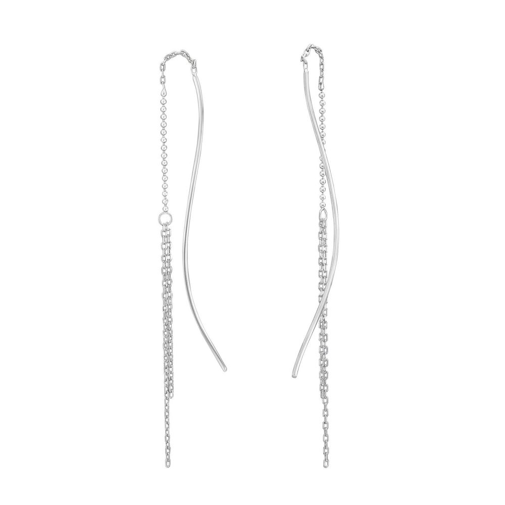 Gold Earrings | 14K White Gold Women's  Earrings - Luna