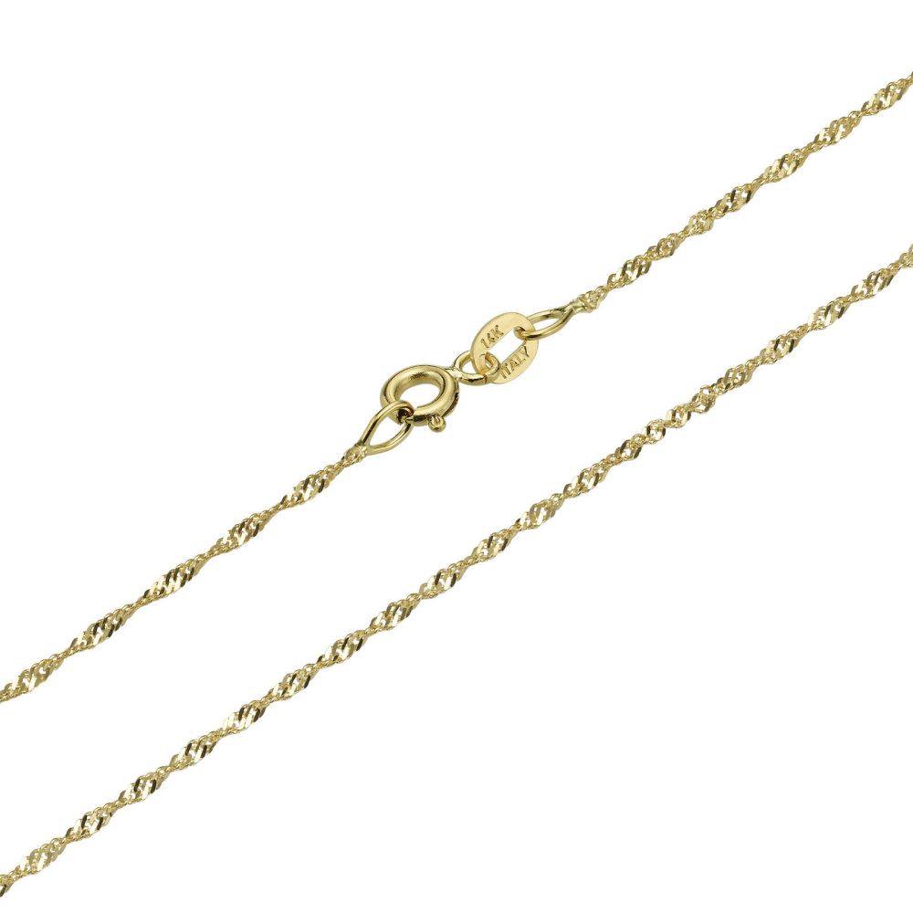 Gold Chains | 14K Yellow Gold Singapore Chain Necklace 1.2mm Thick, 19.7