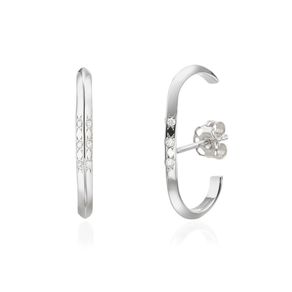 Diamond Jewelry | Diamond Cuff Earrings in 14K White Gold - Twist