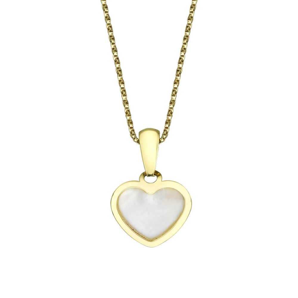 Girl's Jewelry | Pendant and Necklace in Yellow Gold -  Golden Pearl Heart